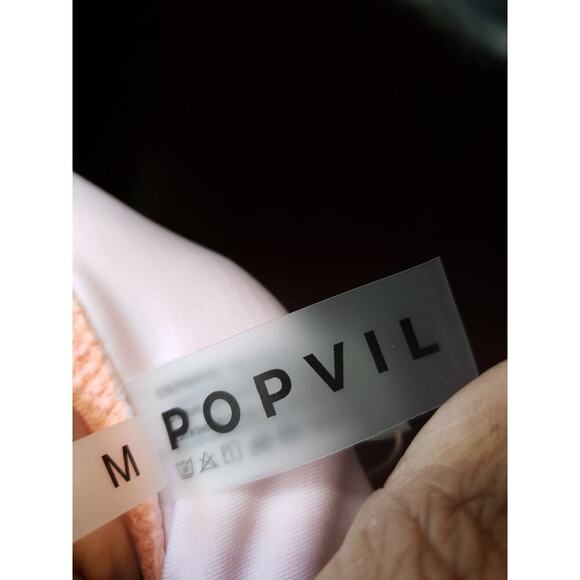 Popvil 2 Piece Swimsuit Womens Medium Pink Stretch Triangle Adjustable Strap - Picture 5 of 10